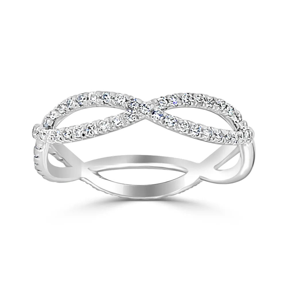 White Gold Delicate Infinity Diamond Pave Eternity Wedding Ring In Baltimore