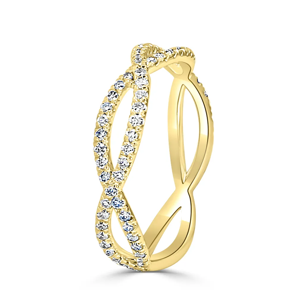 Yellow Gold Delicate Infinity Diamond Pave Eternity Wedding Ring In Baltimore jewelry store near me