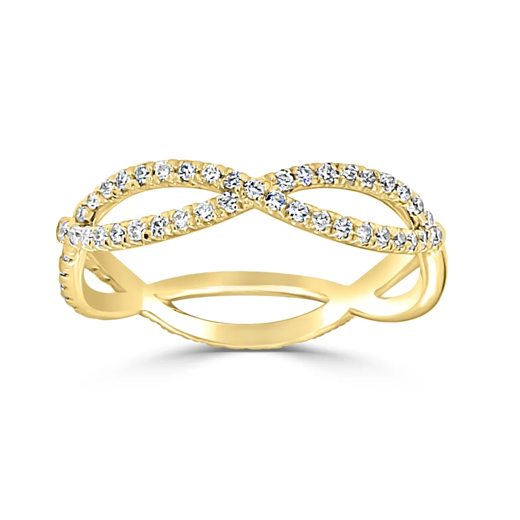 Yellow Gold Delicate Infinity Diamond Pave Eternity Wedding Ring In Baltimore