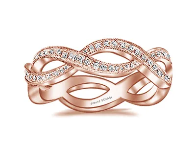 Rose Gold Hand Crafted Wedding Band Set In California