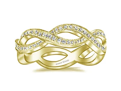 Yellow Gold Hand Crafted Wedding Band Set In California