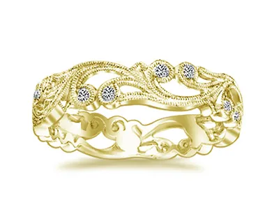 Yellow Gold Vintage Style Stunning Eternity Wedding Ring In Trenton