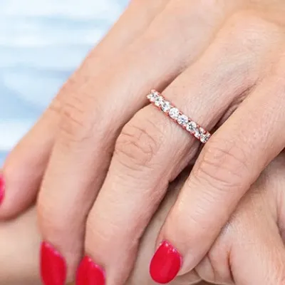 Rose Gold 1 CTW Rose Cut Diamond Eternity Band In Stamford jewelry Wabash avenue