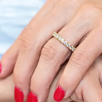 Yellow Gold 1 CTW Rose Cut Diamond Eternity Band In Stamford jewelry Wabash avenue