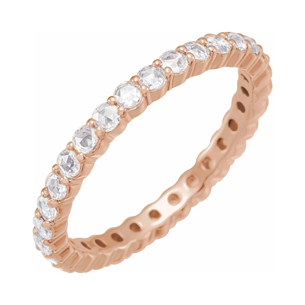 Rose Gold 1 CTW Rose Cut Diamond Eternity Band In Stamford