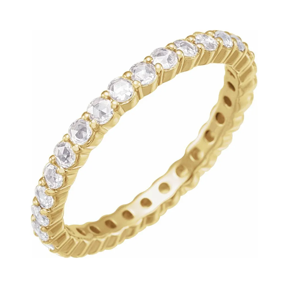 Yellow Gold 1 CTW Rose Cut Diamond Eternity Band In Stamford