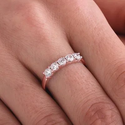Rose Gold Classic 5-Stone Diamond Wedding Ring in San Francisco jewelry windy city