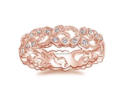 Rose Gold Hand Crafted Floral Vine Wedding Ring in Oakland California