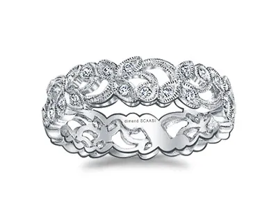 White Gold Hand Crafted Floral Vine Wedding Ring in Oakland California