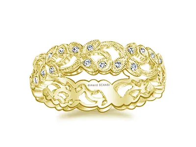 Yellow Gold Hand Crafted Floral Vine Wedding Ring in Oakland California