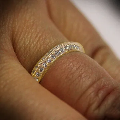 Yellow Gold Eternity Pave Wedding Ring In Norwalk Connecticut jewelry Wabash avenue