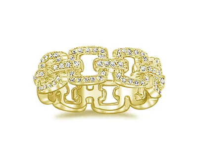 Yellow Gold Pave Chain Eternity Wedding Ring In Napa California