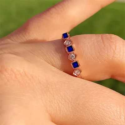 Rose Gold Sapphire Blue Eternity Wedding Ring In Hartford Connecticut jewelry store near me