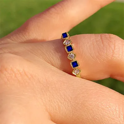 Yellow Gold Sapphire Blue Eternity Wedding Ring In Hartford Connecticut jewelry store near me