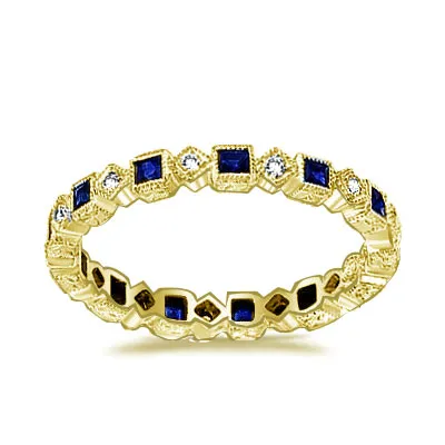 Yellow Gold Sapphire Blue Eternity Wedding Ring In Hartford Connecticut