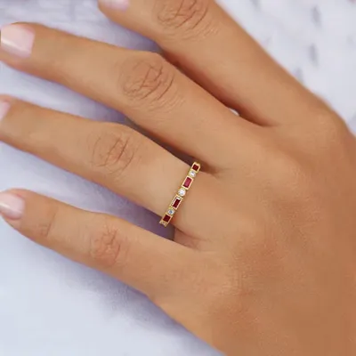 Yellow Gold Ruby and Diamond Eternity Wedding Ring In Atherton California jewelry store near me