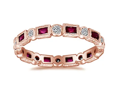 Rose Gold Ruby and Diamond Eternity Wedding Ring In Atherton California