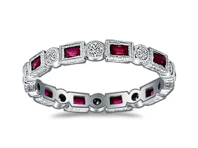 Platinum Ruby and Diamond Eternity Wedding Ring In Atherton California