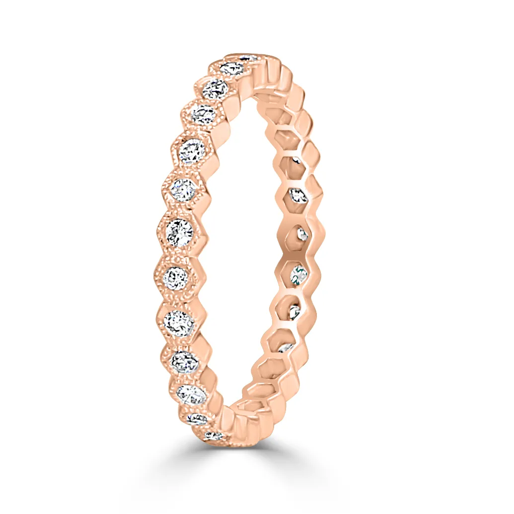Rose Gold Art Deco Vintage Eternity Ring In Los Angeles California jewelry store near me