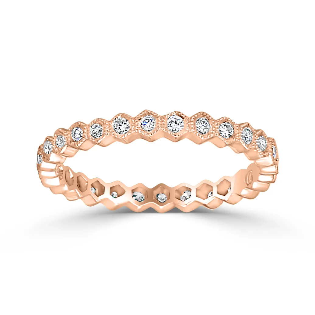 Rose Gold Art Deco Vintage Eternity Ring In Los Angeles California