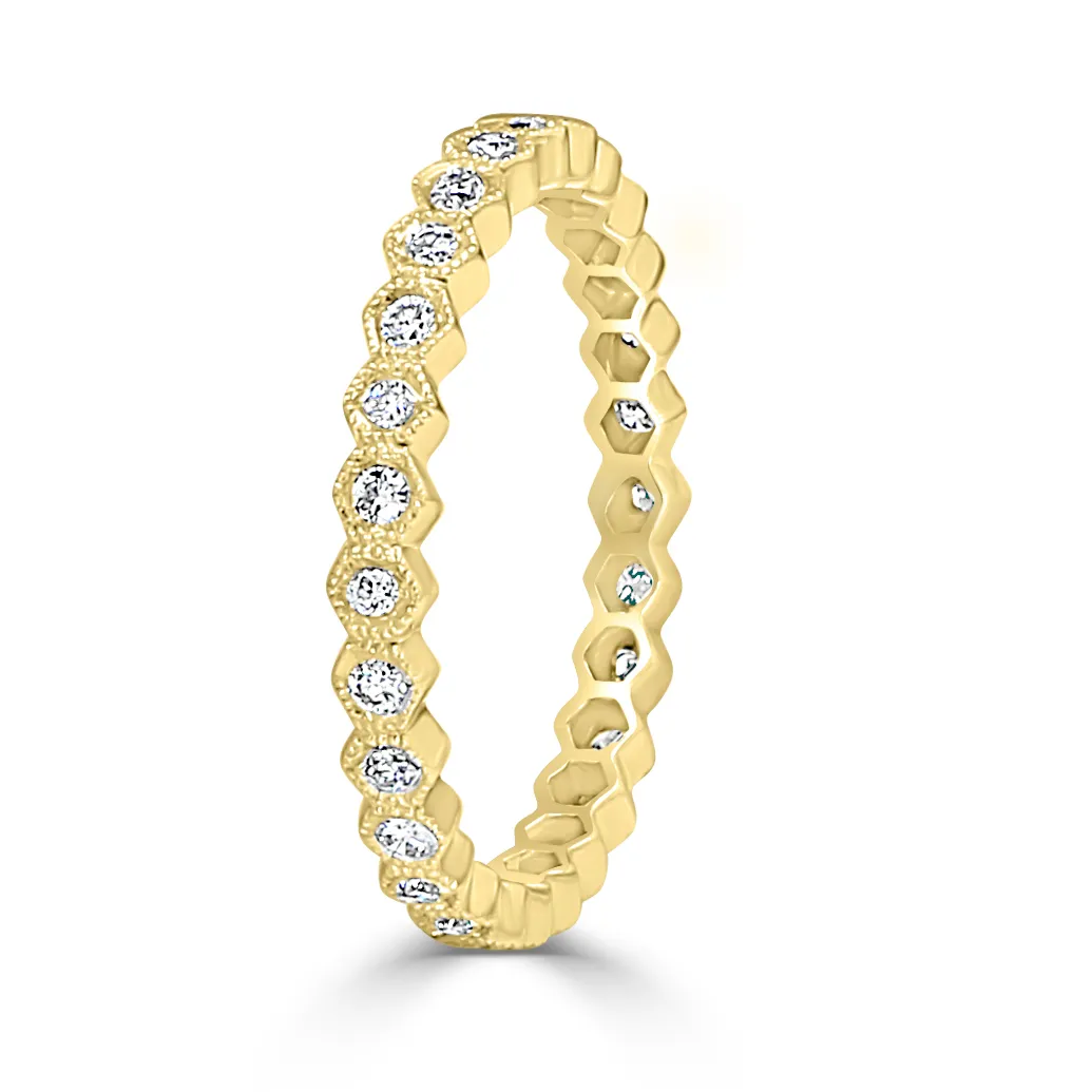 Yellow Gold Art Deco Vintage Eternity Ring In Los Angeles California jewelry store near me