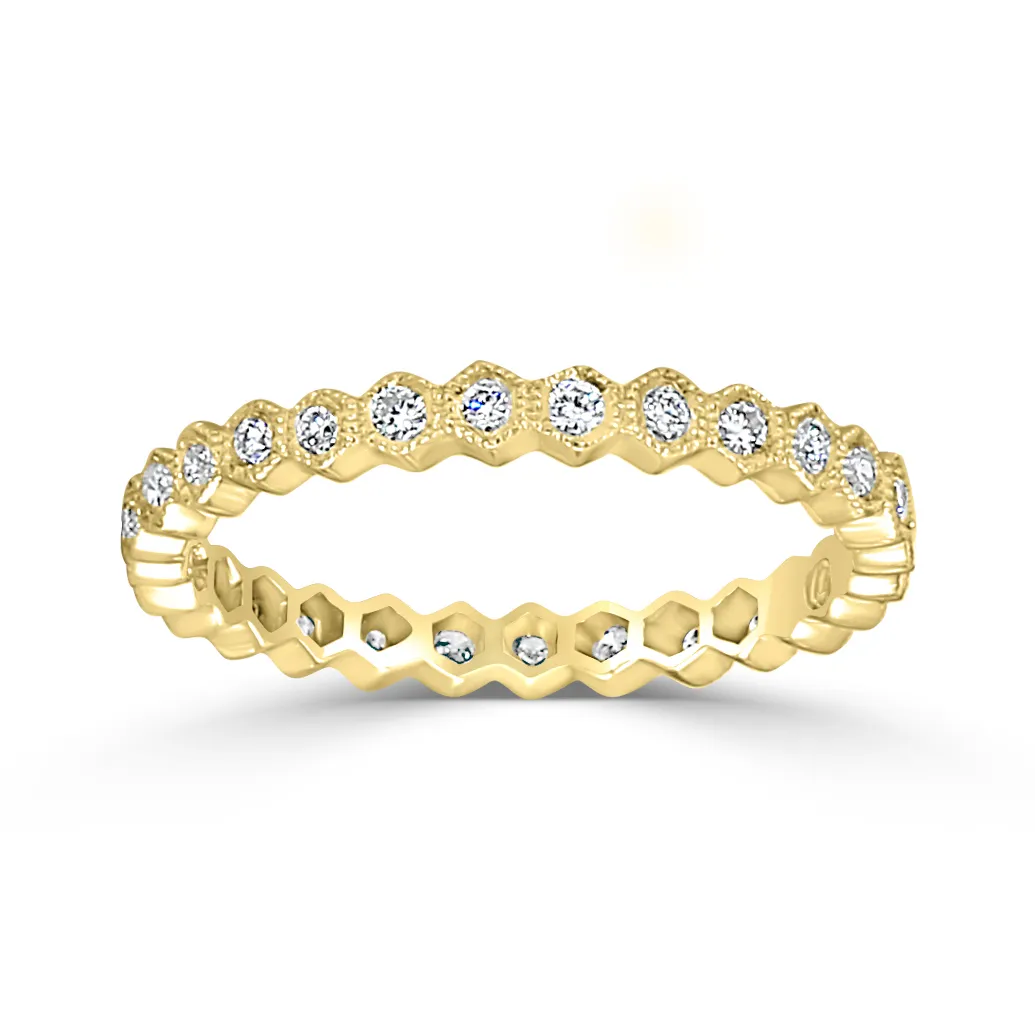 Yellow Gold Art Deco Vintage Eternity Ring In Los Angeles California