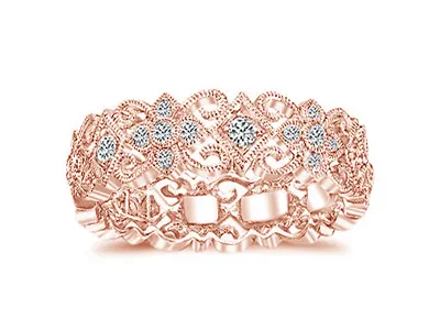 Rose Gold Dazzling Diamond Accented Eternity Wedding Ring For Gift