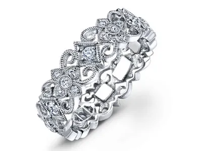 White Gold Dazzling Diamond Accented Eternity Wedding Ring For Gift jewelry store near me