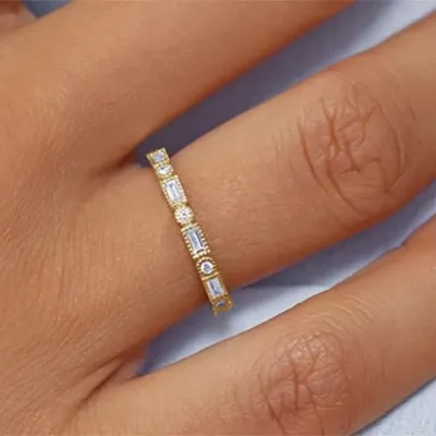 Yellow Gold Diamond Eternity Wedding Band In Houston Texas jewelry Wabash avenue