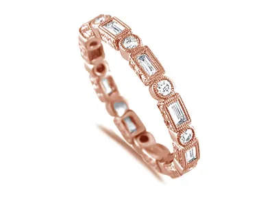 Rose Gold Diamond Eternity Wedding Band In Houston Texas jewelry store near me