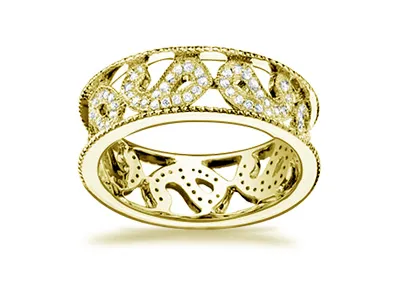 Yellow Gold Pave Paisely Diamond Eternity Ring In Dallas Texas