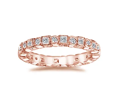 Rose Gold Circled And Squares Diamond Eternity Band In Ohio