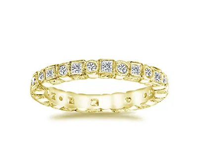 Yellow Gold Circled And Squares Diamond Eternity Band In Ohio