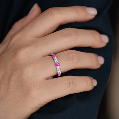 White Gold Diamond And Ruby Eternity Wedding Band In Tuscon Arizona jewelry store near me