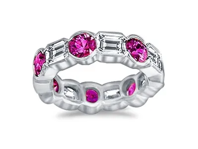 White Gold Diamond And Ruby Eternity Wedding Band In Tuscon Arizona