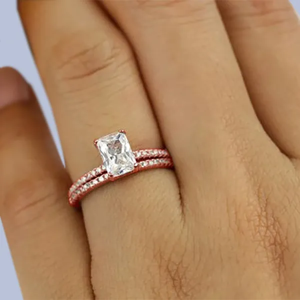 Rose Gold Engagement And Wedding Ring Set At Jewelry Store from best jeweler