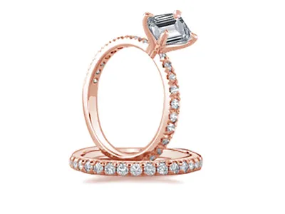 Rose Gold Engagement And Wedding Ring Set At Jewelry Store jewelry windy city