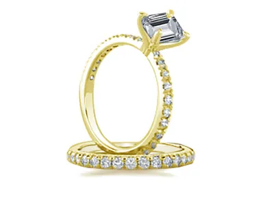 Yellow Gold Engagement And Wedding Ring Set At Jewelry Store jewelry windy city