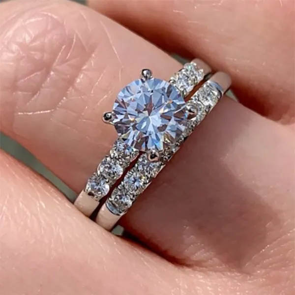 White GoldMatching Wedding Ring and Engagement Diamond Ring jewelry Wabash avenue