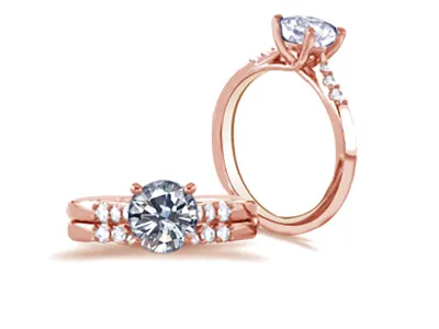 Rose Gold Matching Wedding Ring and Engagement Diamond Ring jewelry store near me