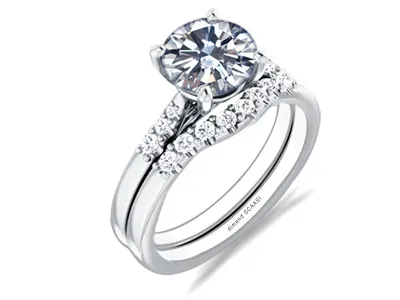 White GoldMatching Wedding Ring and Engagement Diamond Ring