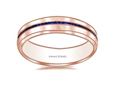Rose Gold Sapphire and Gold Men's Wedding Band and Ring