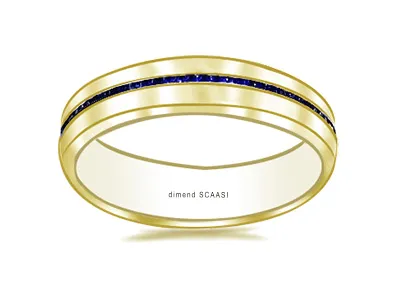 Yellow Gold Sapphire and Gold Men's Wedding Band and Ring