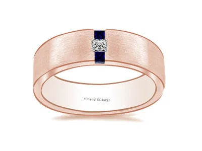 Rose Gold Blue Sapphire Wedding Ring For Men