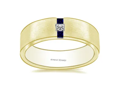 Yellow Gold Blue Sapphire Wedding Ring For Men