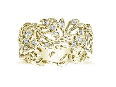 Yellow Gold Diamond Ring Anniversary Gift Idea For Her