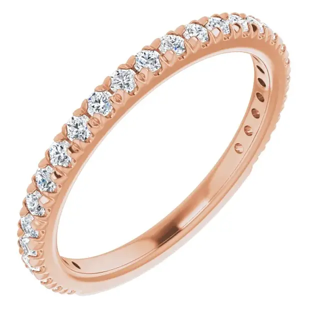 Rose Gold Half Set French Pave Wedding Band For Women jewelry store near me