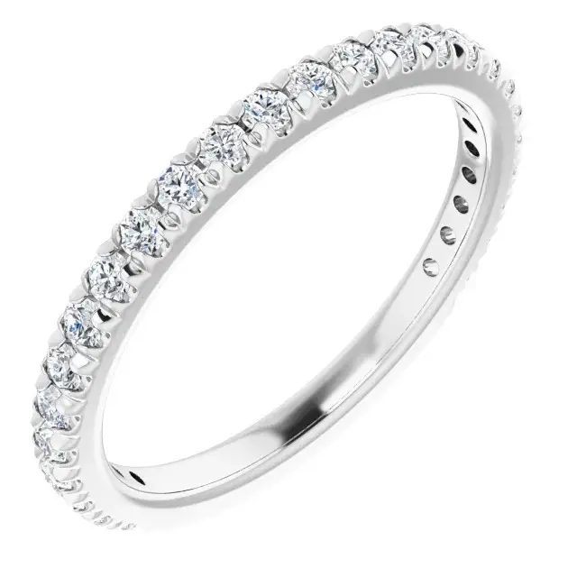 Platinum Half Set French Pave Wedding Band For Women jewelry store near me