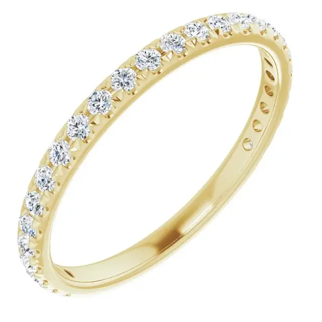 Yellow Gold Half Set French Pave Wedding Band For Women jewelry store near me