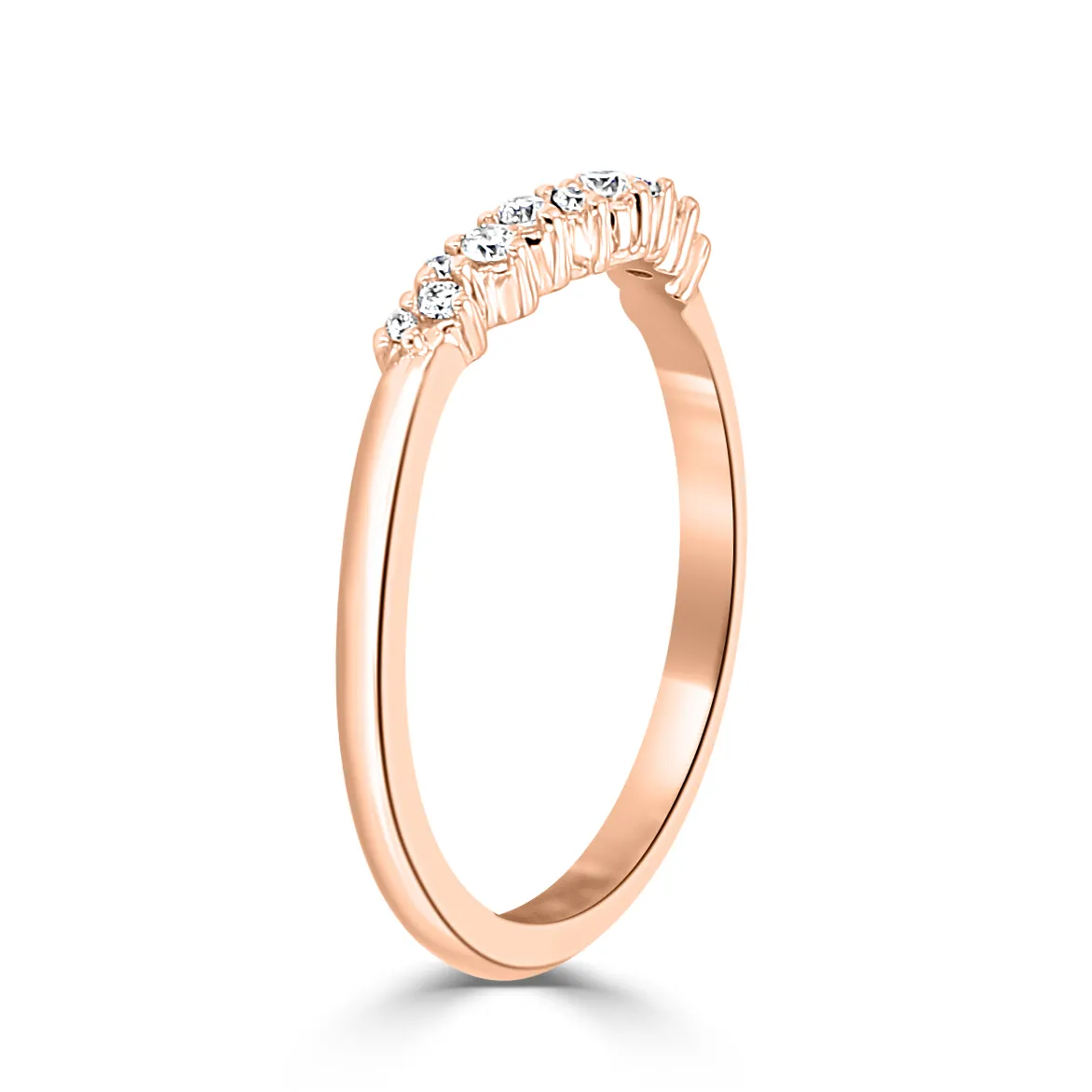 Rose Gold Weddin Band Paired With Engagement Ring jewelry store near me